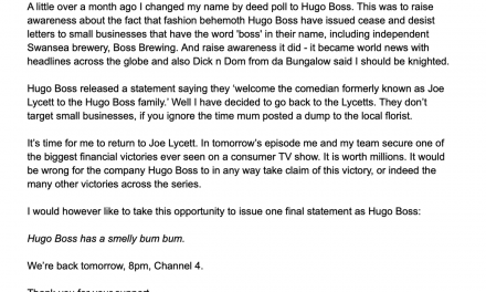 Comedian formerly known as Hugo Boss changes name back to Joe Lycett