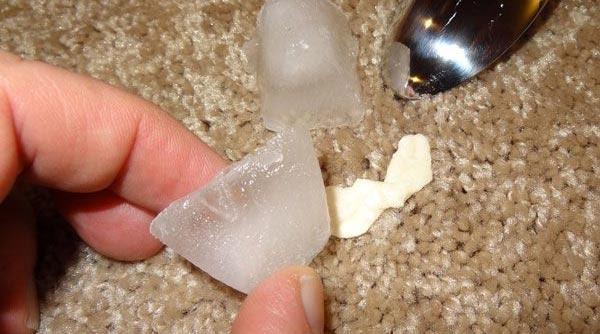 Chewing gum stuck to your carpet Freeze it!